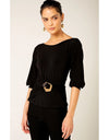 Cowl Tie Drape Top Black