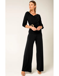 Cowl Tie Drape Top Black