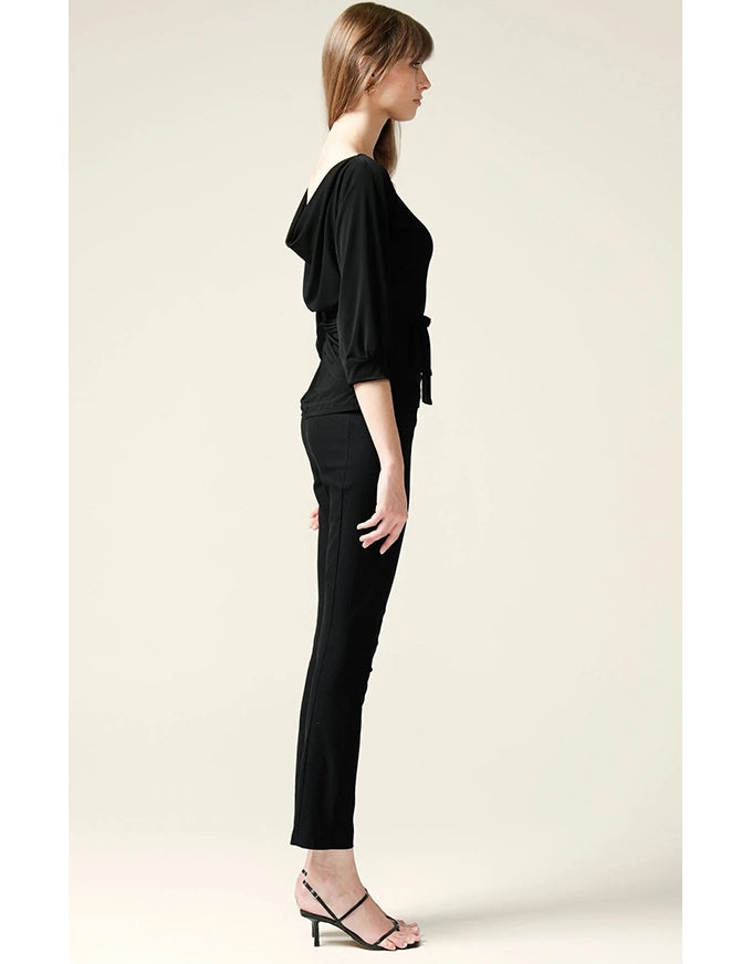 Cowl Tie Drape Top Black