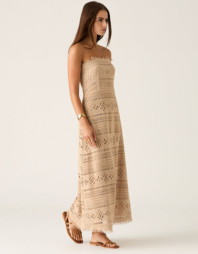 Daniela Textured Midi Dress Almond