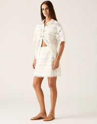 Daniela Textured Mini Skirt White