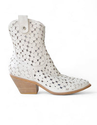 Dendy Ankle Boots White Cut-Out Leather