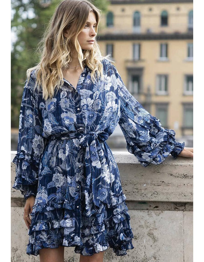 The Ellana Dress in Navy Floral, from Miss June Paris.