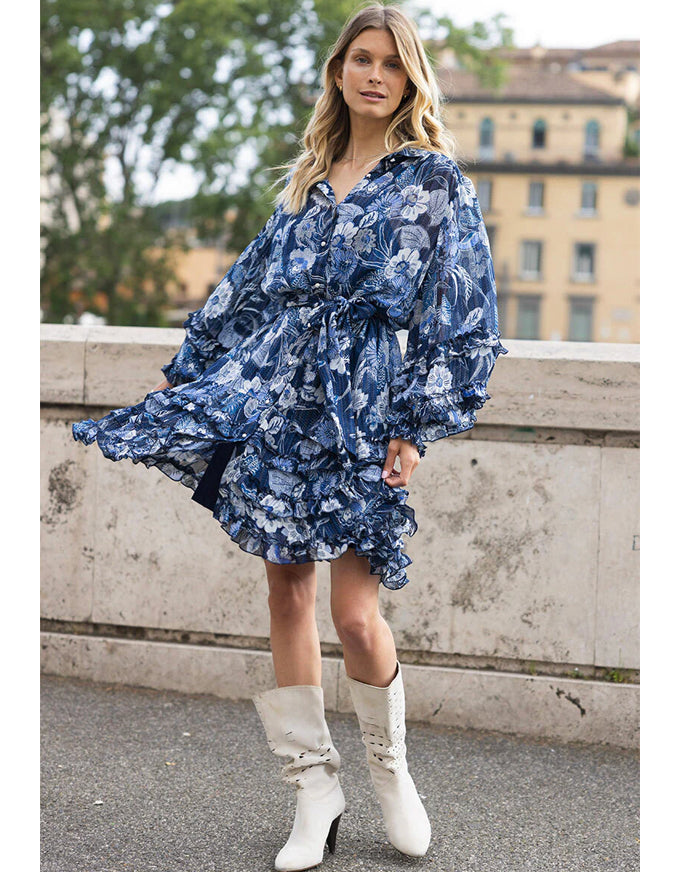 The Ellana Dress in Navy Floral, from Miss June Paris.