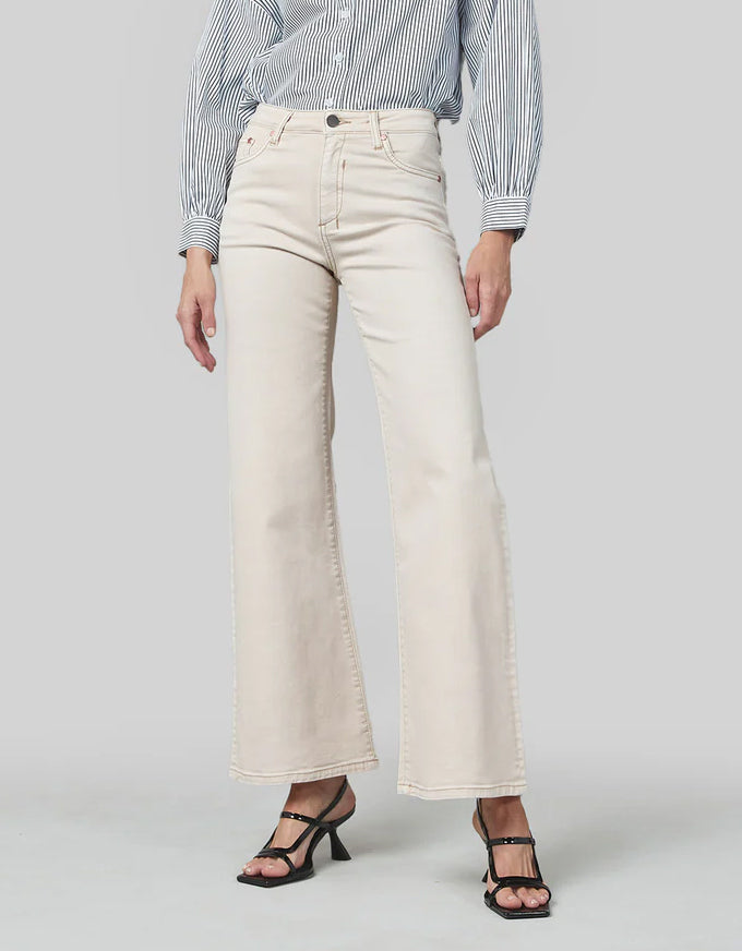 Marrie Cream Flare Wide Leg Jeans