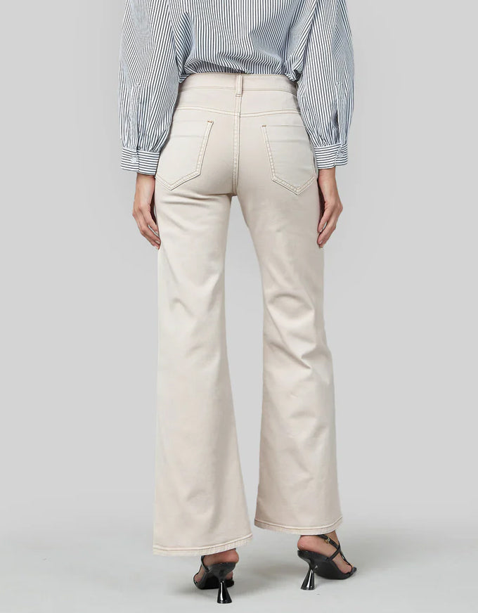 Marrie Cream Flare Wide Leg Jeans
