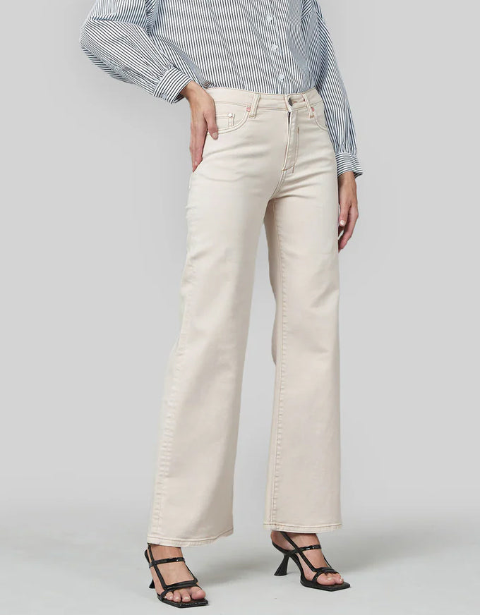 Marrie Cream Flare Wide Leg Jeans