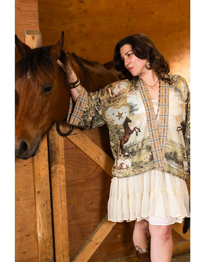 Born To Run Cropped Bamboo Kimono