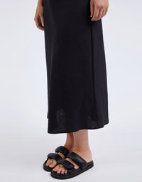 Eleni Bias Linen Skirt Black