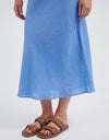 Eleni Bias Linen Skirt Cerulean Blue