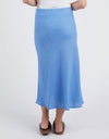 Eleni Bias Linen Skirt Cerulean Blue