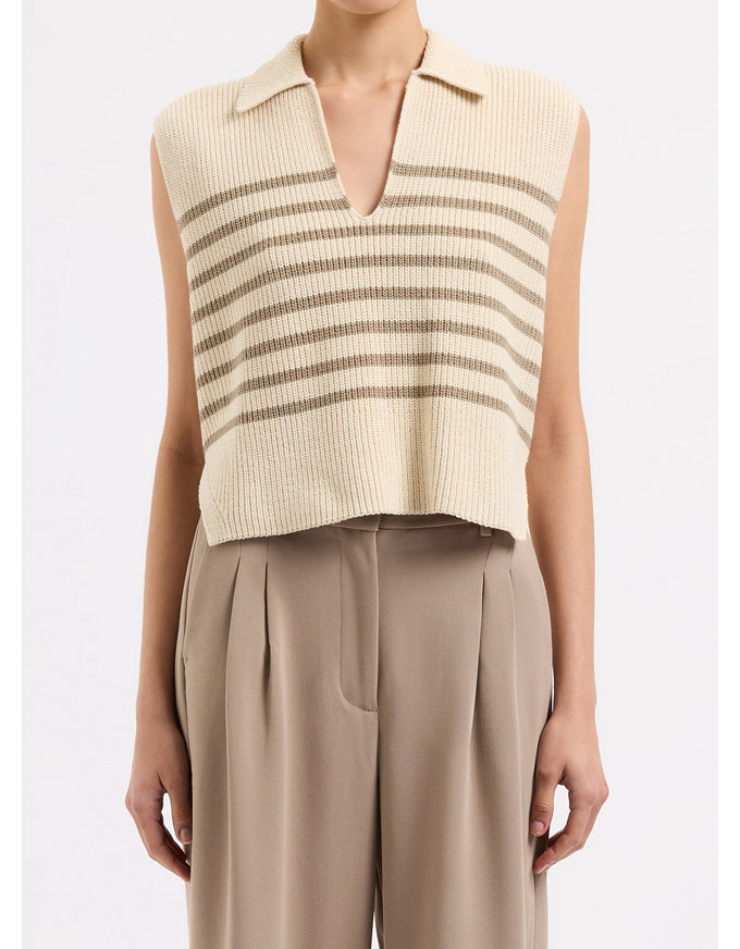 Enes Knit Vest Chestnut Stripe