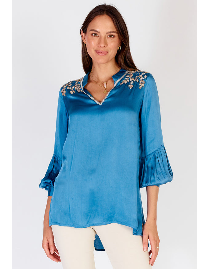 Faja Shirt Blue with Jewels