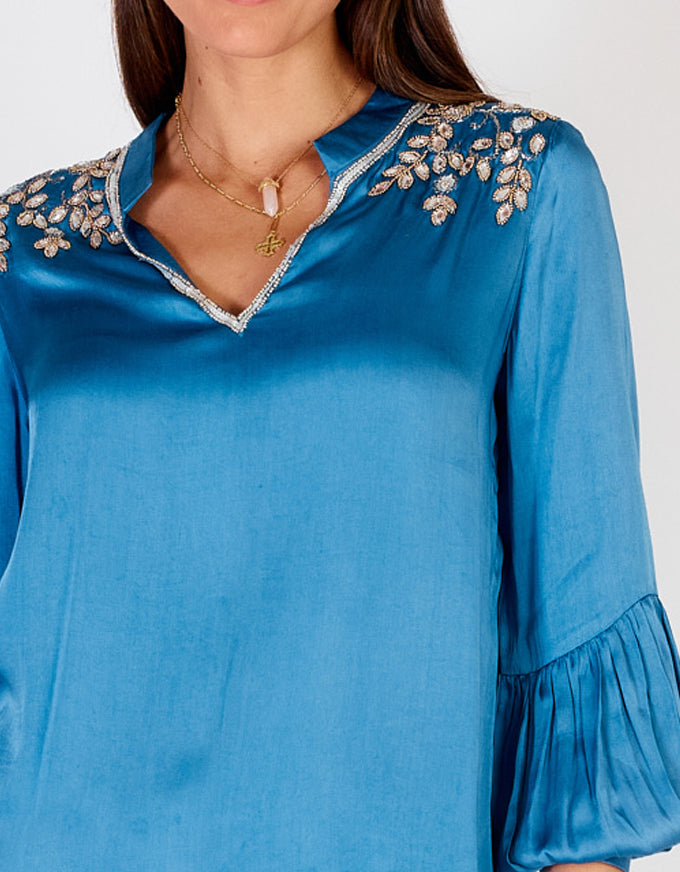 Faja Shirt Blue with Jewels