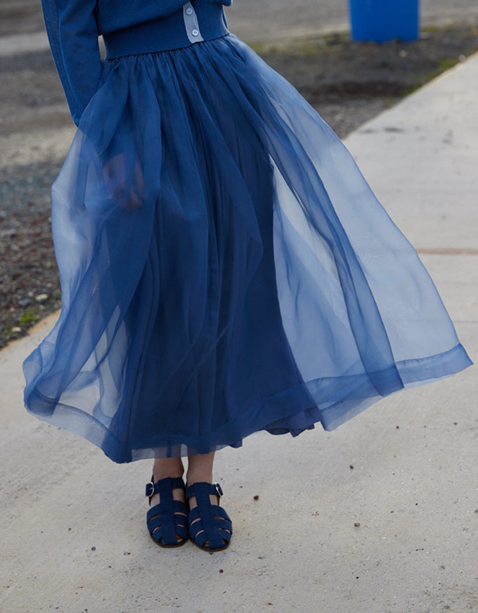 Fairy Skirt Splash Blue - Silk Organza