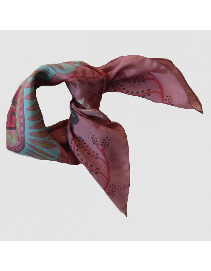 Multicolored patterned scarf on a white background
