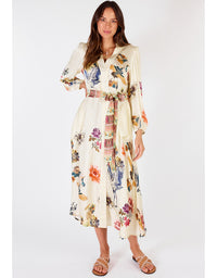 Flamingo Maxi Dress Cream Print