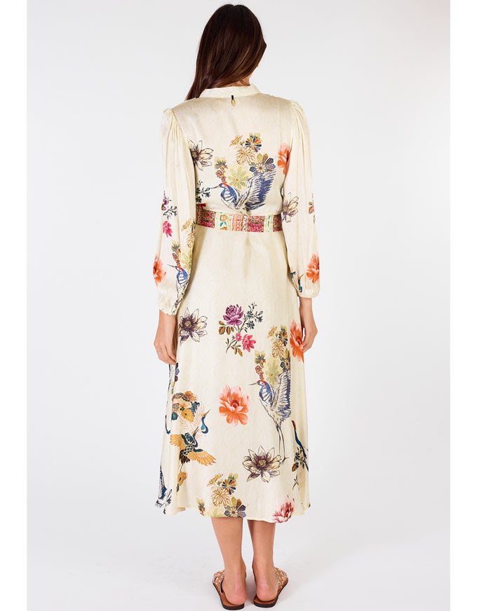 Flamingo Maxi Dress Cream Print