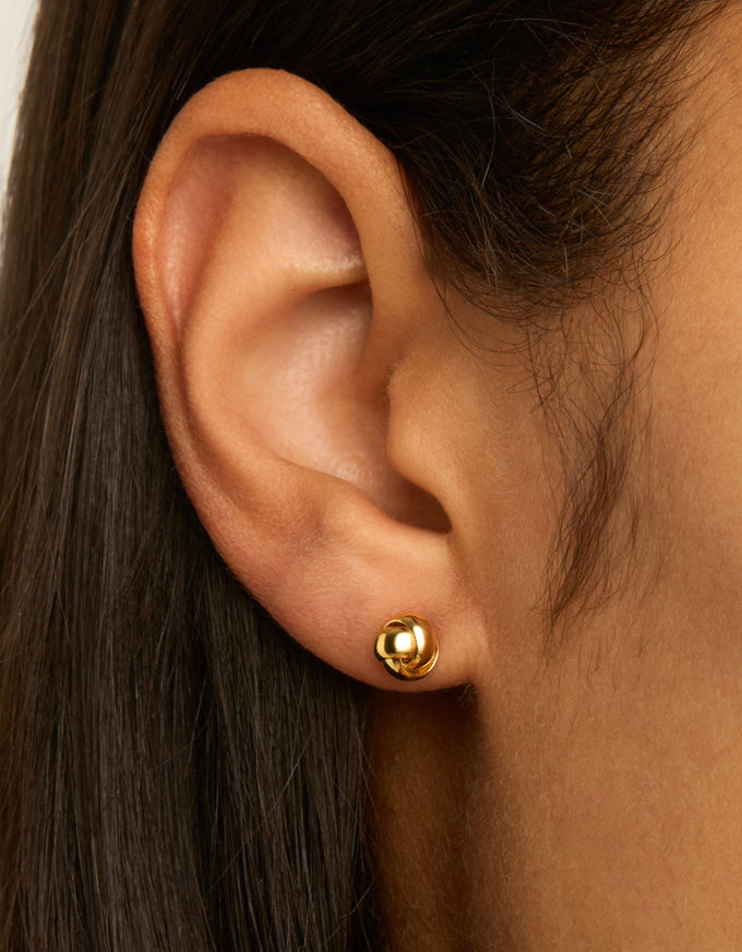 Floret Yellow Gold Knot Stud Earring