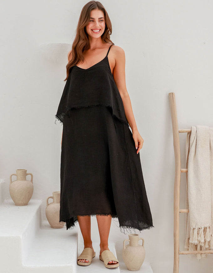 Gabriella Black Linen Dress