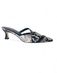 Galaxi Kitten Heels Black Snake