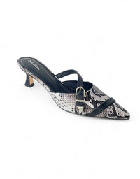 Galaxi Kitten Heels Black Snake