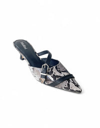 Galaxi Kitten Heels Black Snake