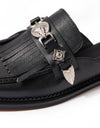 Geneh Black Leather Slides