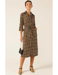 Gino Shirtmaker Dress Black/Tan Geo