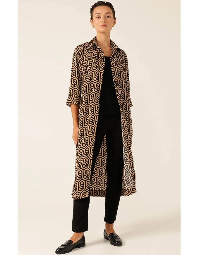 Gino Shirtmaker Dress Black/Tan Geo