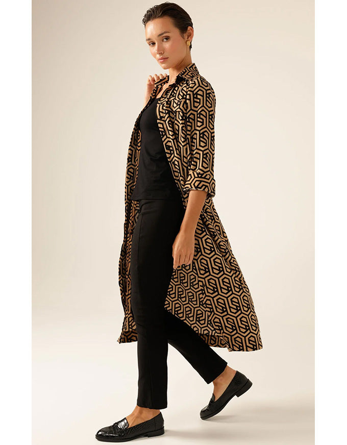 Gino Shirtmaker Dress Black/Tan Geo