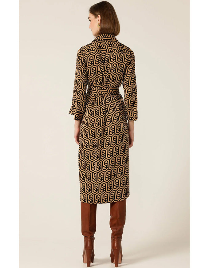 Gino Shirtmaker Dress Black/Tan Geo