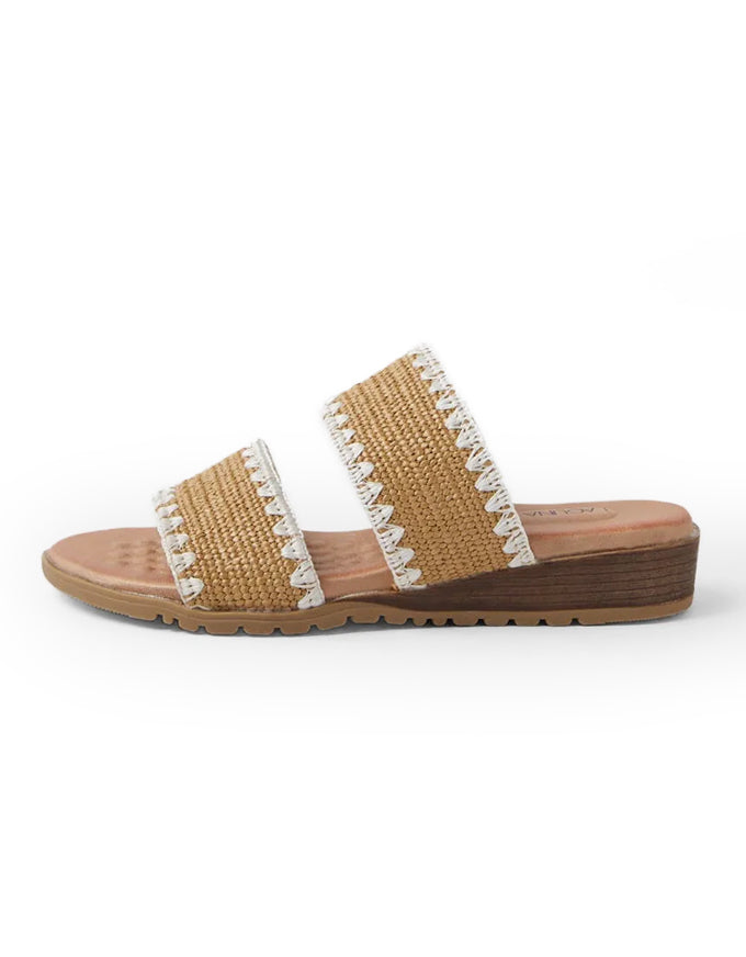 GISTER Sandals Sand/White Elastic Straw