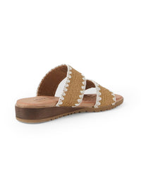 GISTER Sandals Sand/White Elastic Straw