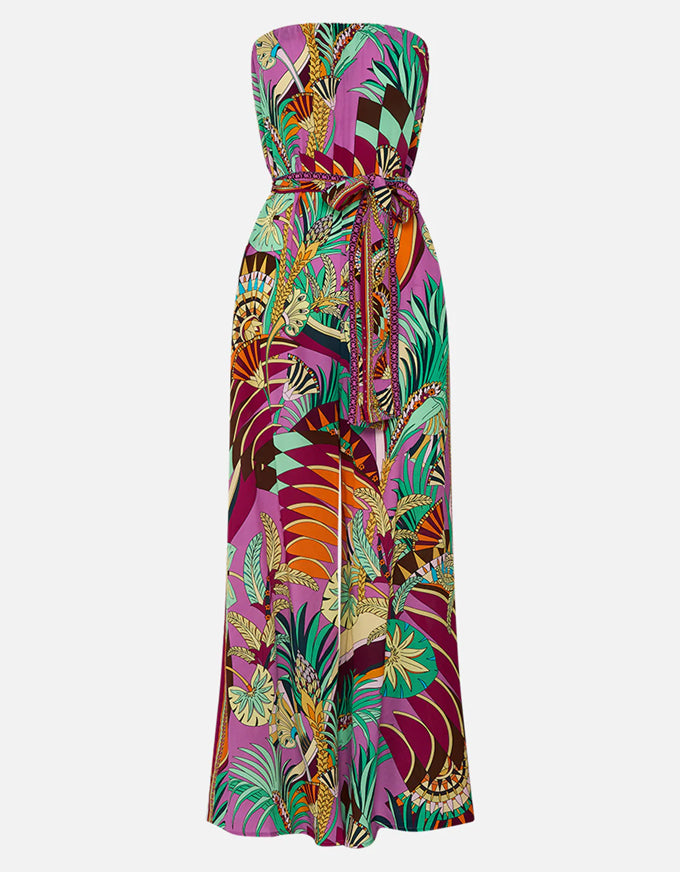 Giza Goddess Silk Tie Waist Strapless Jumpsuit by Camilla