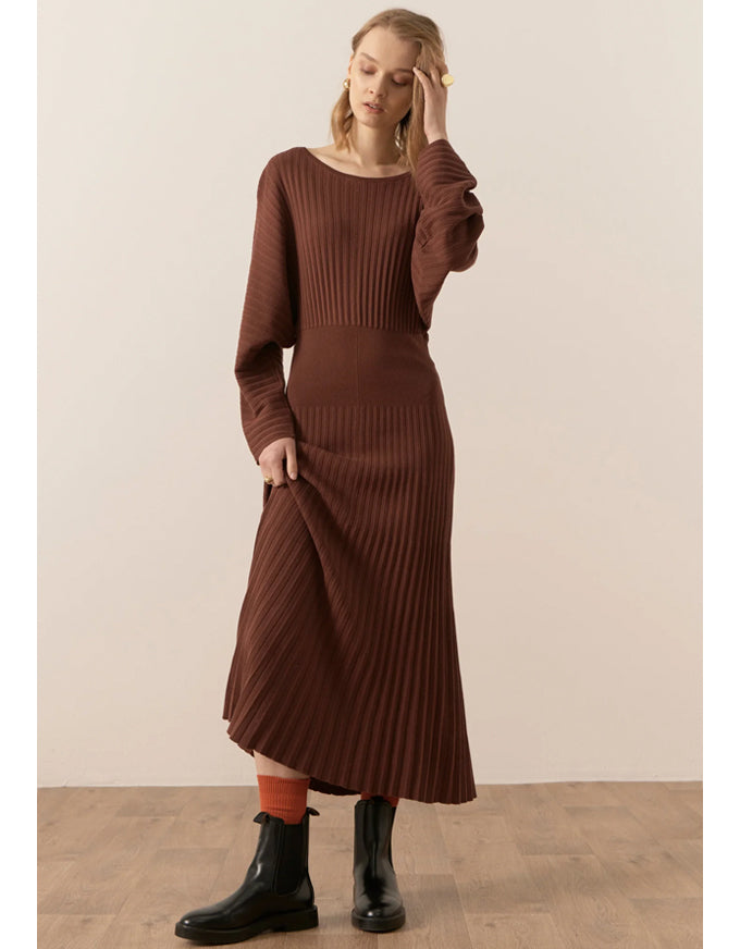 Gizelle Pleated Maxi Dress Toffee