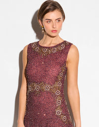 Grace Beaded Gown Berry/Gold