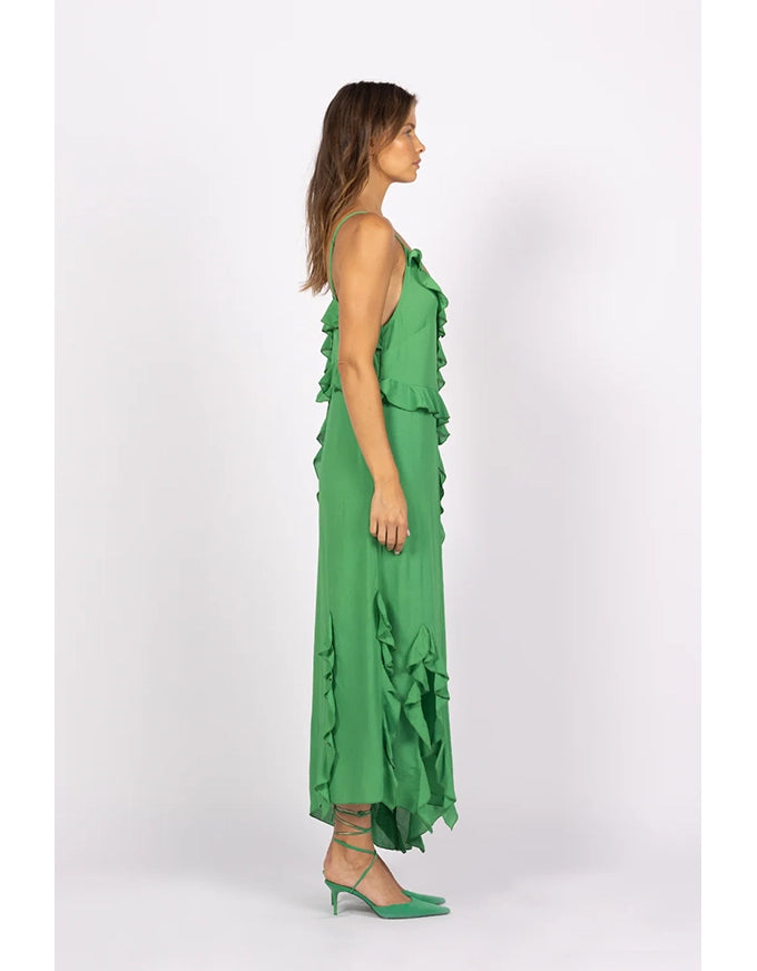 Daydream Ruffle Slip Dress Summer Green