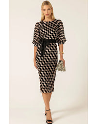 Heart of Paris Dress Black/Gold Chevron