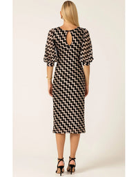 Heart of Paris Dress Black/Gold Chevron