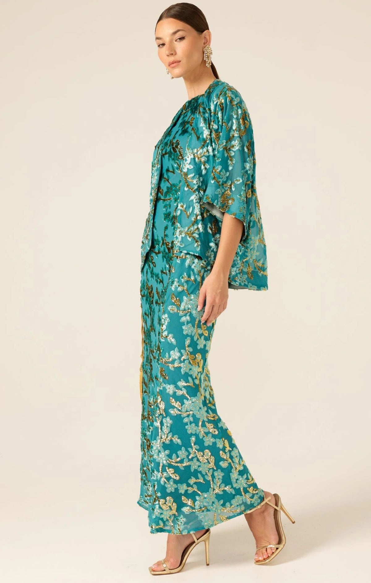 Blossom Kimono Turquoise Gold