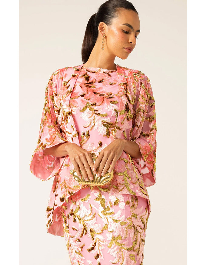 Heavenly Heights Maxi Dress Pink Gold