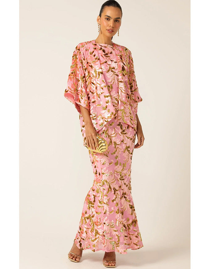 Heavenly Heights Maxi Dress Pink Gold