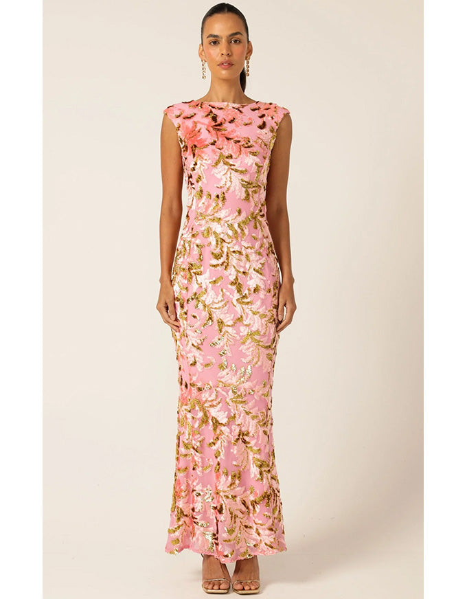 Heavenly Heights Maxi Dress Pink Gold