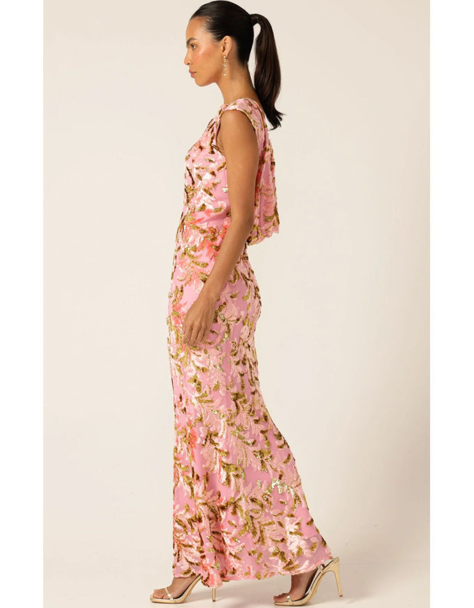 Heavenly Heights Maxi Dress Pink Gold