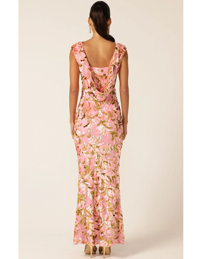 Heavenly Heights Maxi Dress Pink Gold