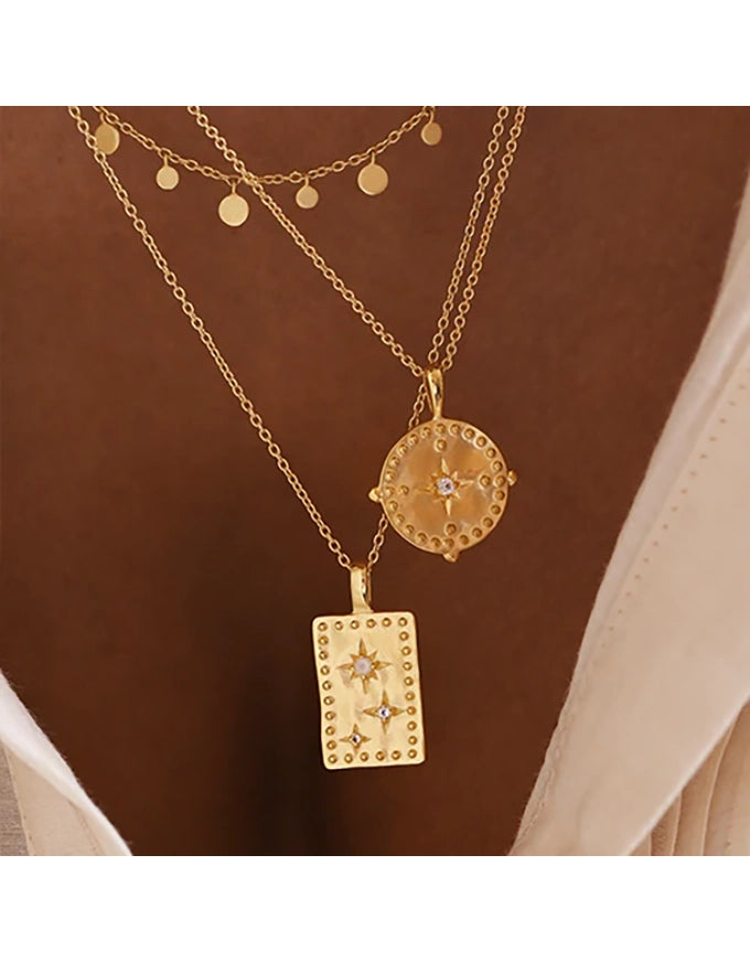Into The Light Disc Necklace 18KT YGP