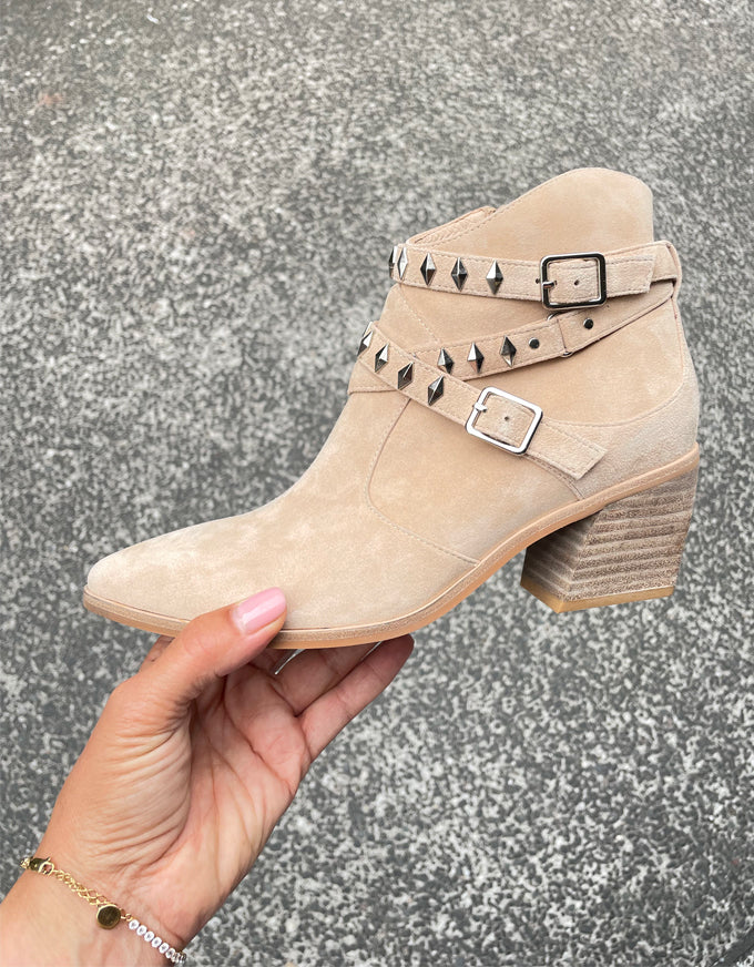 Jazper Studded Ankle Boots Suede Latte