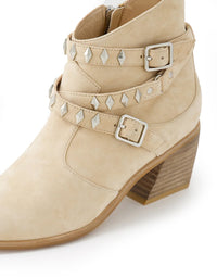 Jazper Studded Ankle Boots Suede Latte