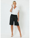 Jersey Waist Linen Short Black